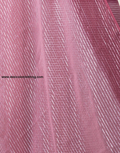 Pink Plain Georgette Pre-Draped Saree