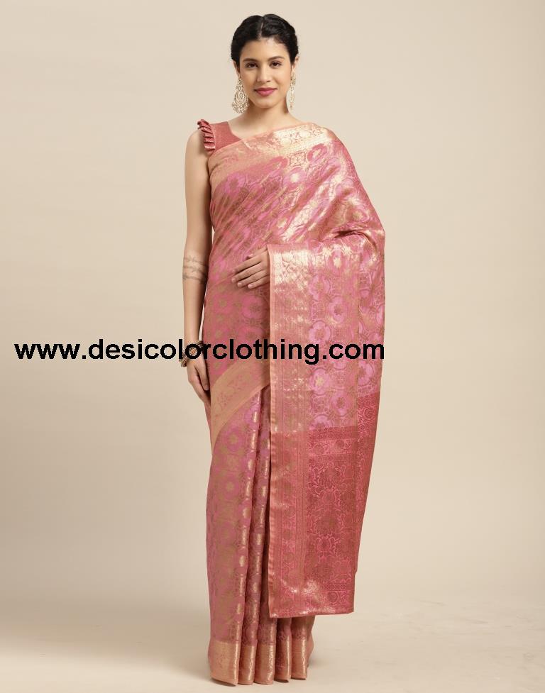 Baby Pink Cotton Silk Saree