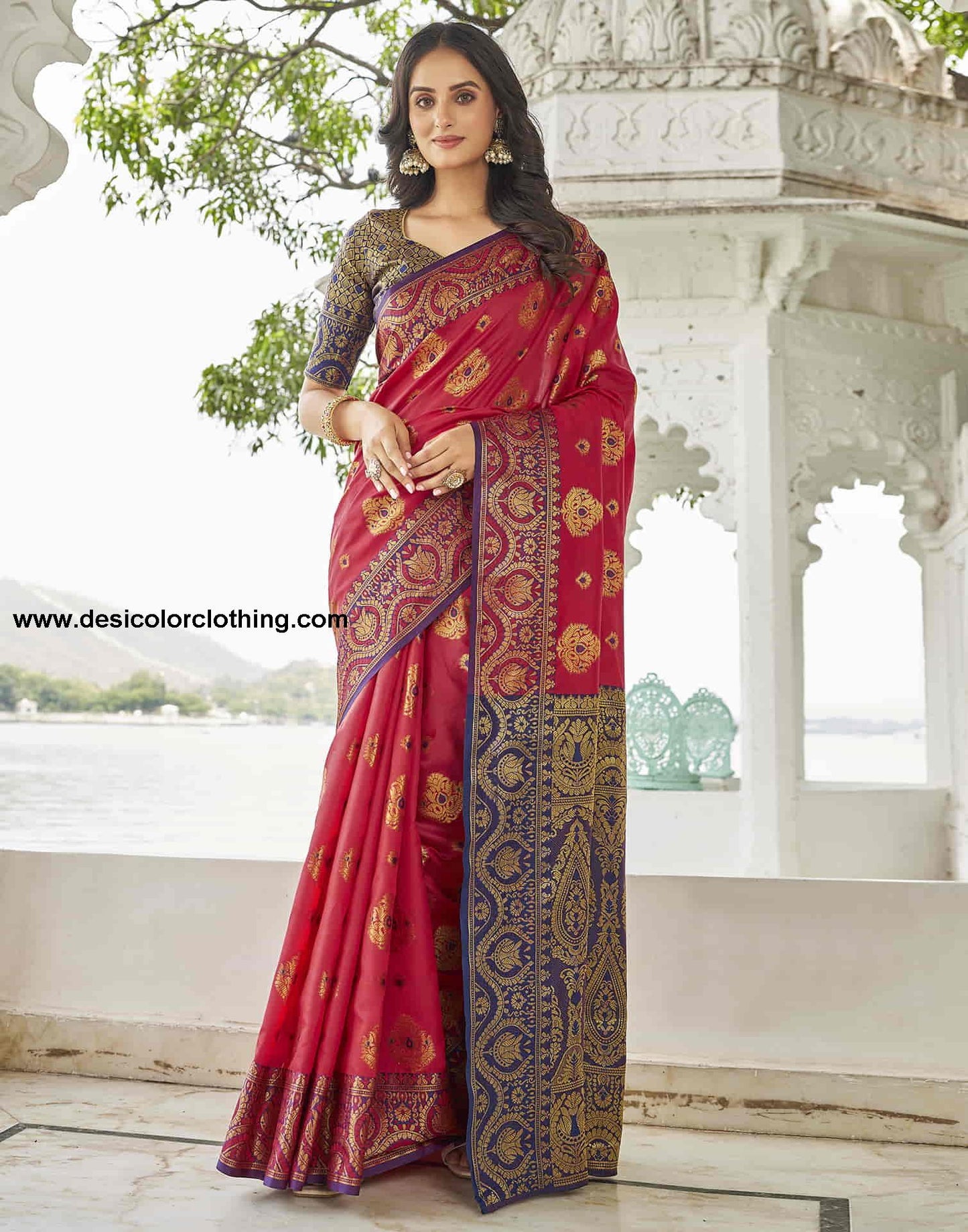 Red Silk Woven Banarasi Saree