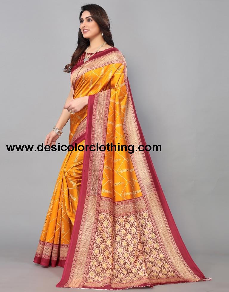 Yellow Banarasi Silk Saree