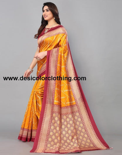 Yellow Banarasi Silk Saree