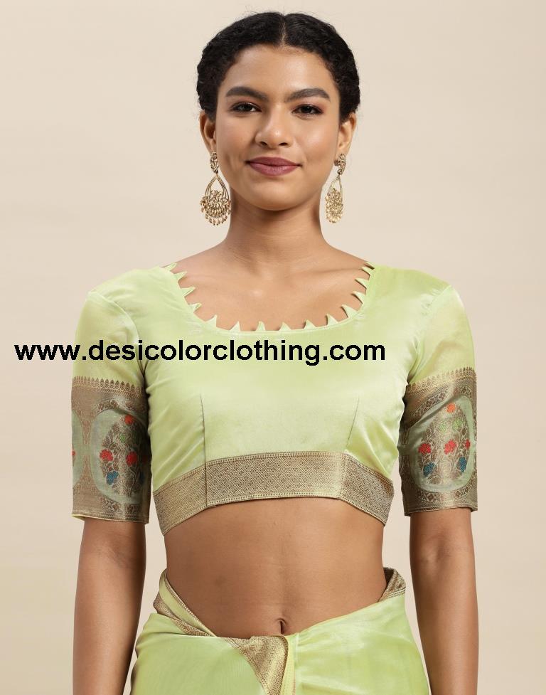 Pista Green Organza Saree