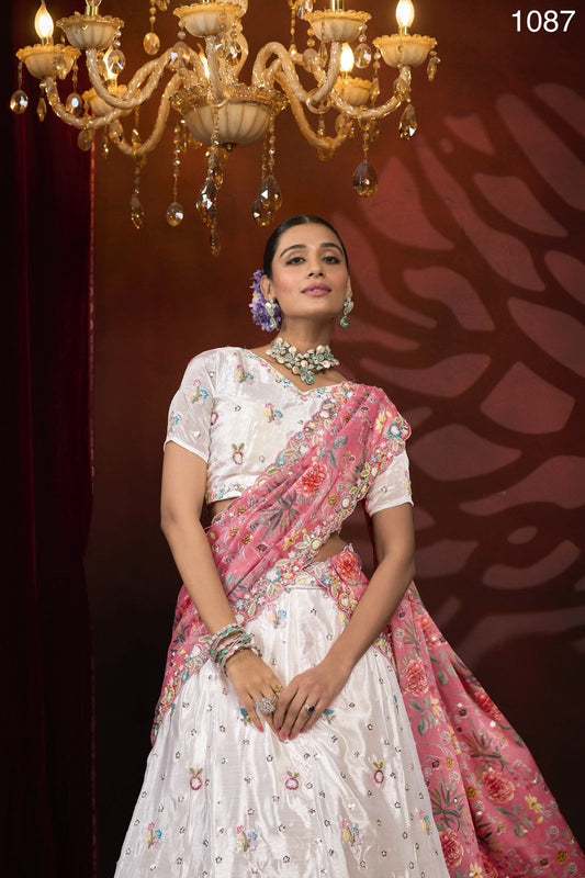 Product Image - Eye-Catchy Designer Embroidery Flower Pattern Lehenga Choli with Dupatta