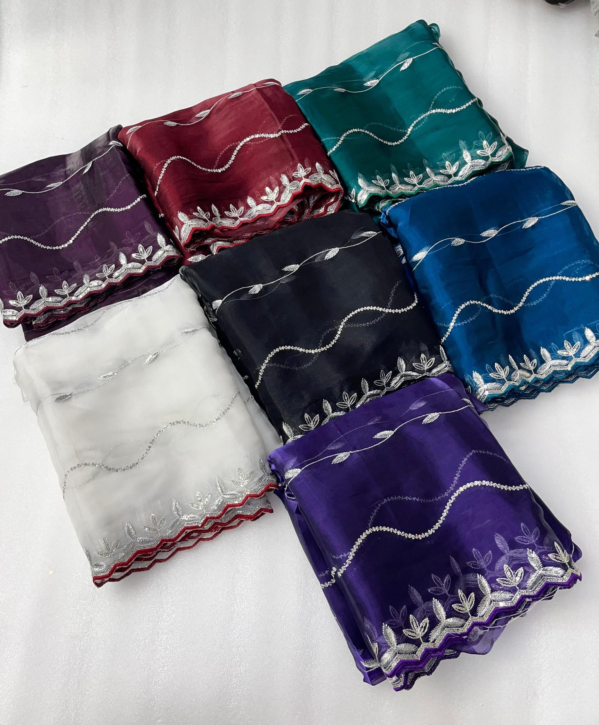 Product Image - Designer Zimmy Choo Silk Saree with Embroidered Border & Lehiriya Design