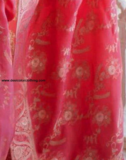 Punch Pink Silk Plain Saree