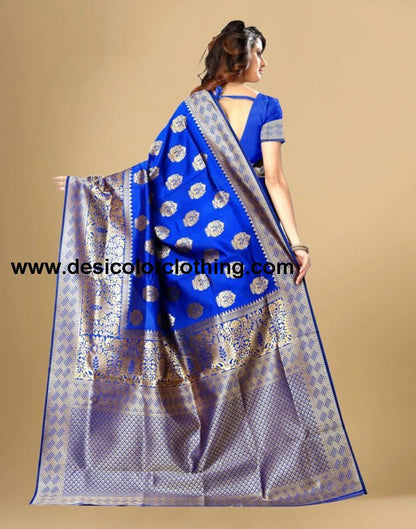 Blue Jacquard Banarasi Silk Saree