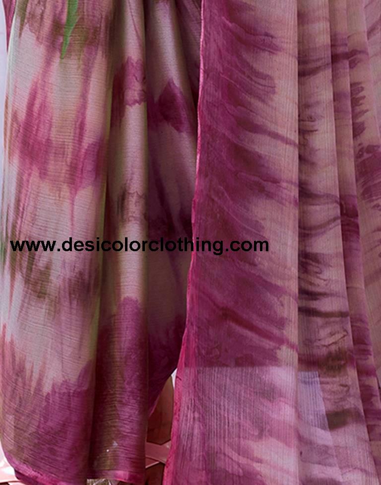 Wine Chiffon Printed Ready to Wear Saree