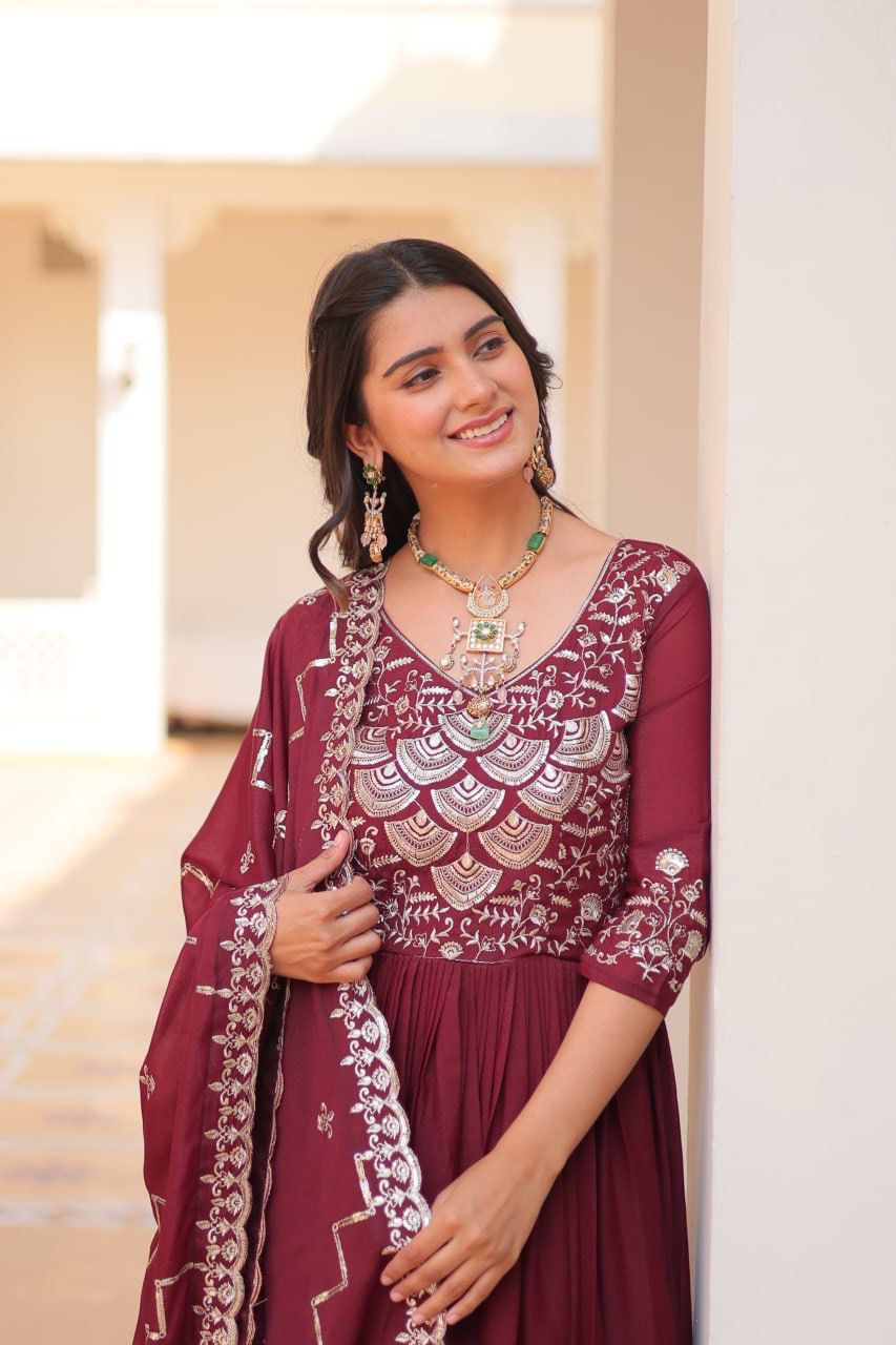 Product Image - Designer Georgette Festive Gown with Dupatta