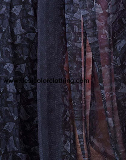 Grey Georgette Printed Sarees