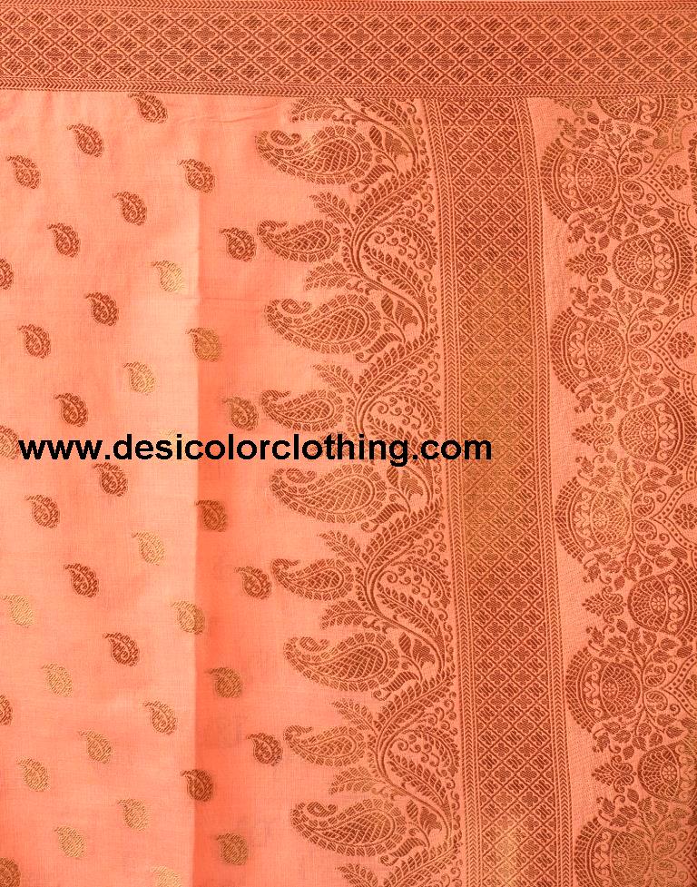 Peach Silk Plain Saree
