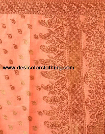 Peach Silk Plain Saree