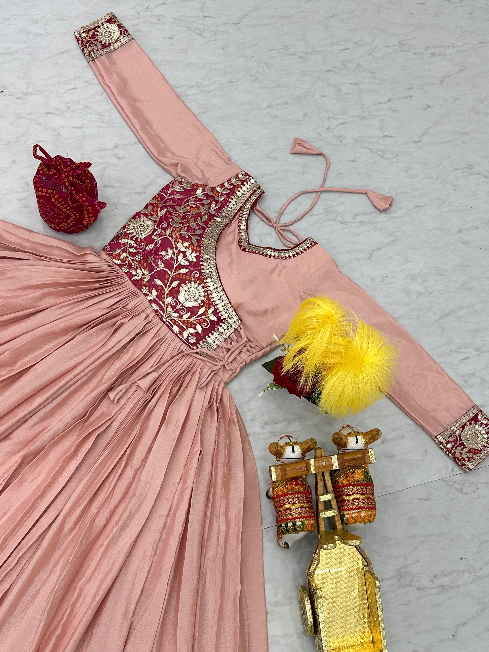 Product Image - Designer Bandhej Long Gown with Jacket | Festive & Wedding Saree Outfit