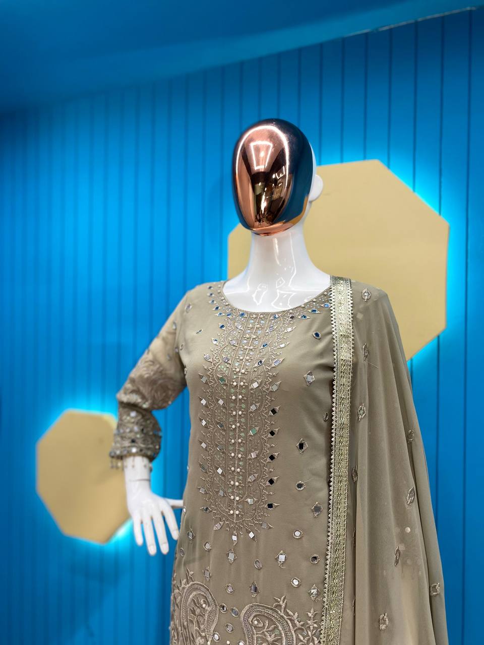 Product Image - Exclusive Designer Georgette Suit with Sequins