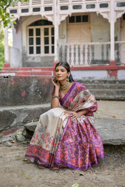 Product Image - Yogita Patola Designer Saree in Tussar Silk with Patola Print