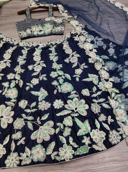 Product Image - Exquisite Designer Lehenga Collection - Premium Kasturi Silk Georgette Embroidery with Rainbow Sequins