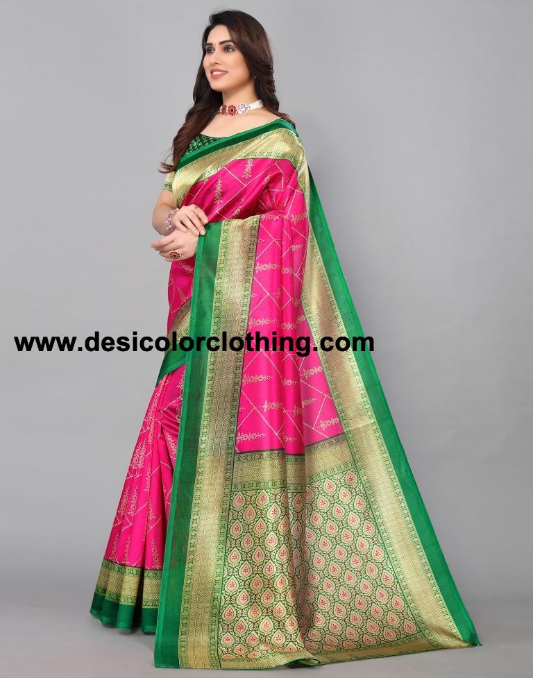 Pink Banarasi Silk Saree