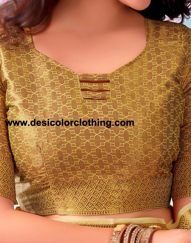 Yellow Silk Plain Saree