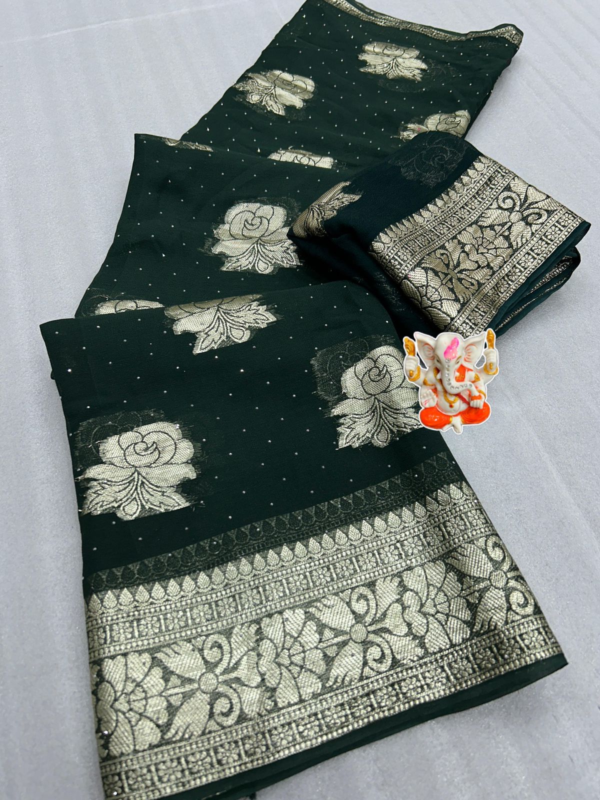 Product Image - Exquisite Blood Red Designer Saree with Viscose Zari Weaving and Diamond Work - Perfect Festive Wear