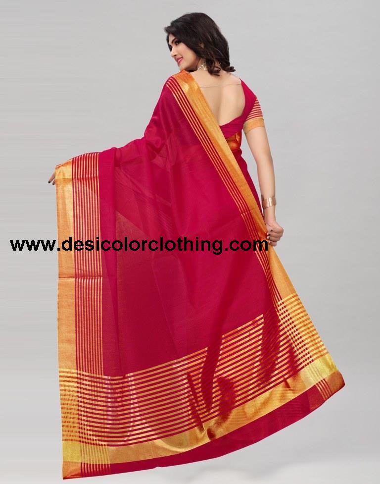 Red Gold Cotton Silk Saree | 807S1
