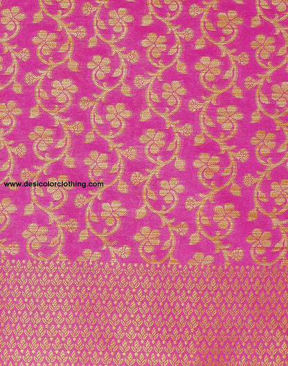 Pink. Beige Banarasi Silk Saree