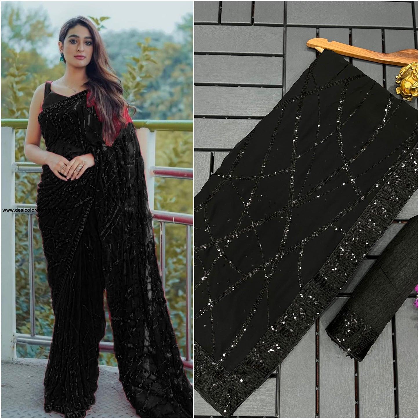 Super Hit Bollywood Blockbuster Sequins Design Georgette Saree