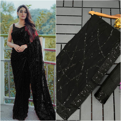 Super Hit Bollywood Blockbuster Sequins Design Georgette Saree
