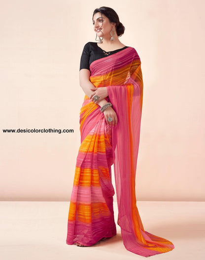 Turmeric Georgette Printed Ready to Wear Saree