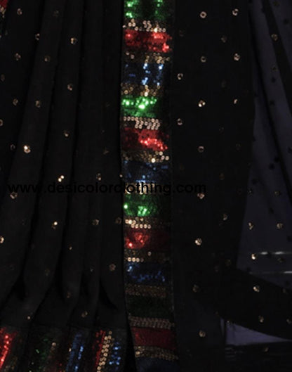Black Georgette Plain Saree