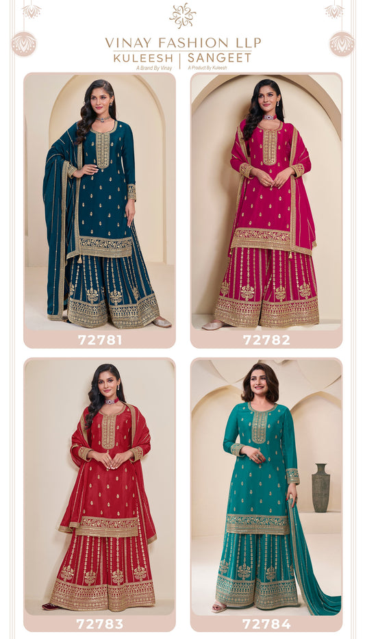 Product Image - KULEESH - SANGEET Designer Georgette Saree - Embroidered Chinon Fabric