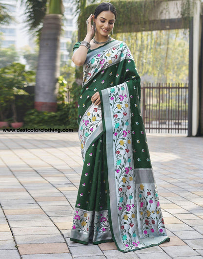 Silver Jacquard Silk Saree