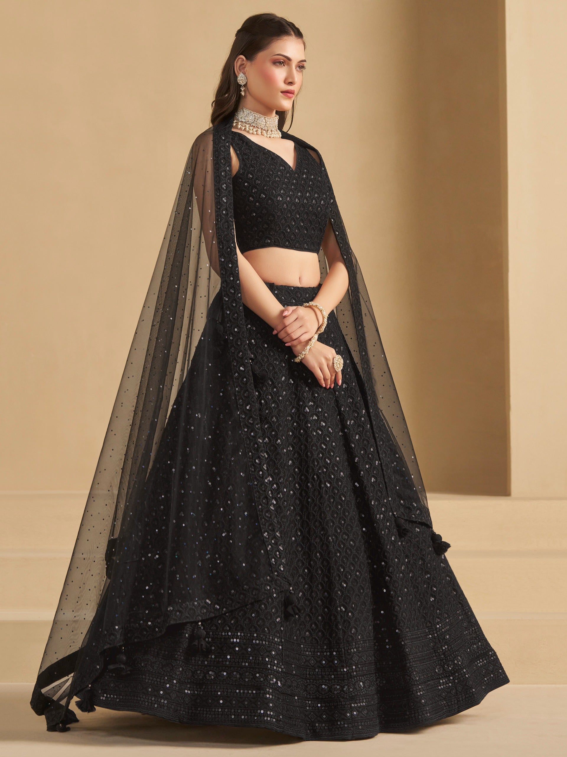 Product Image - Blue Georgette Bridesmaid Lehenga Choli