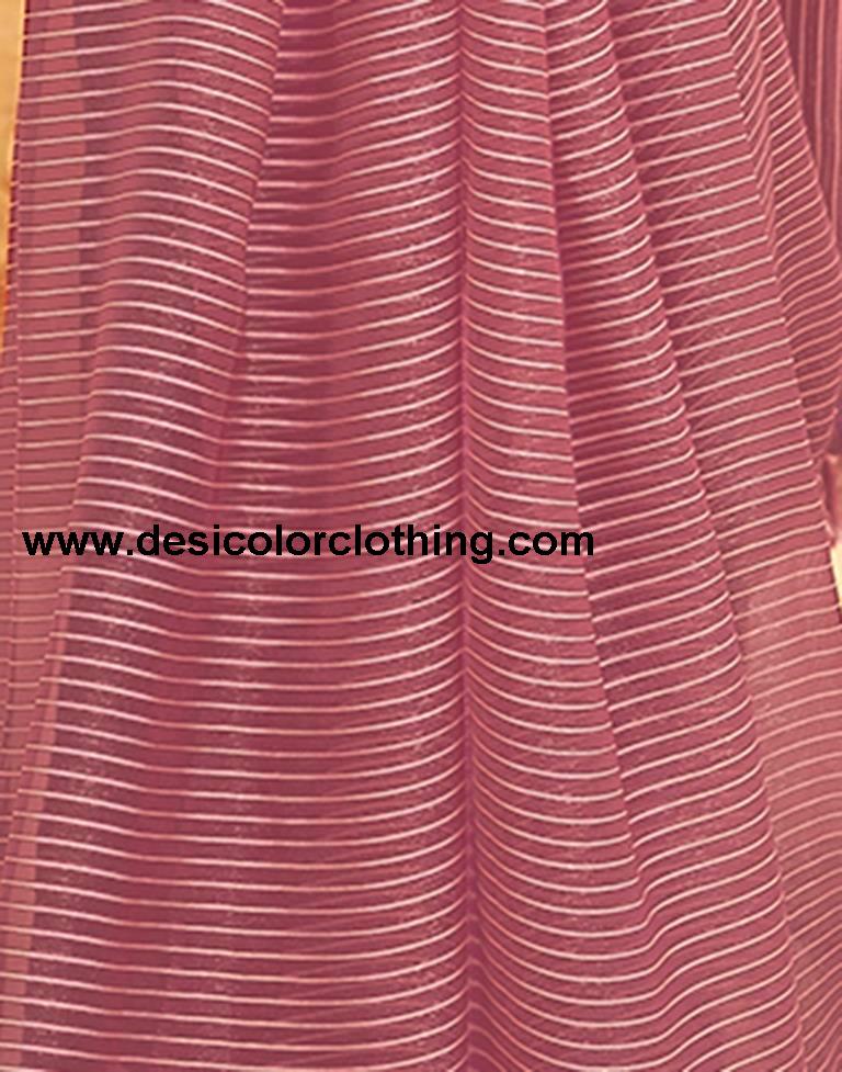 Dusty Pink Chiffon Plain Saree