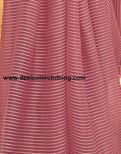 Dusty Pink Chiffon Plain Saree