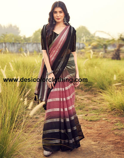 Black Georgette Plain Saree
