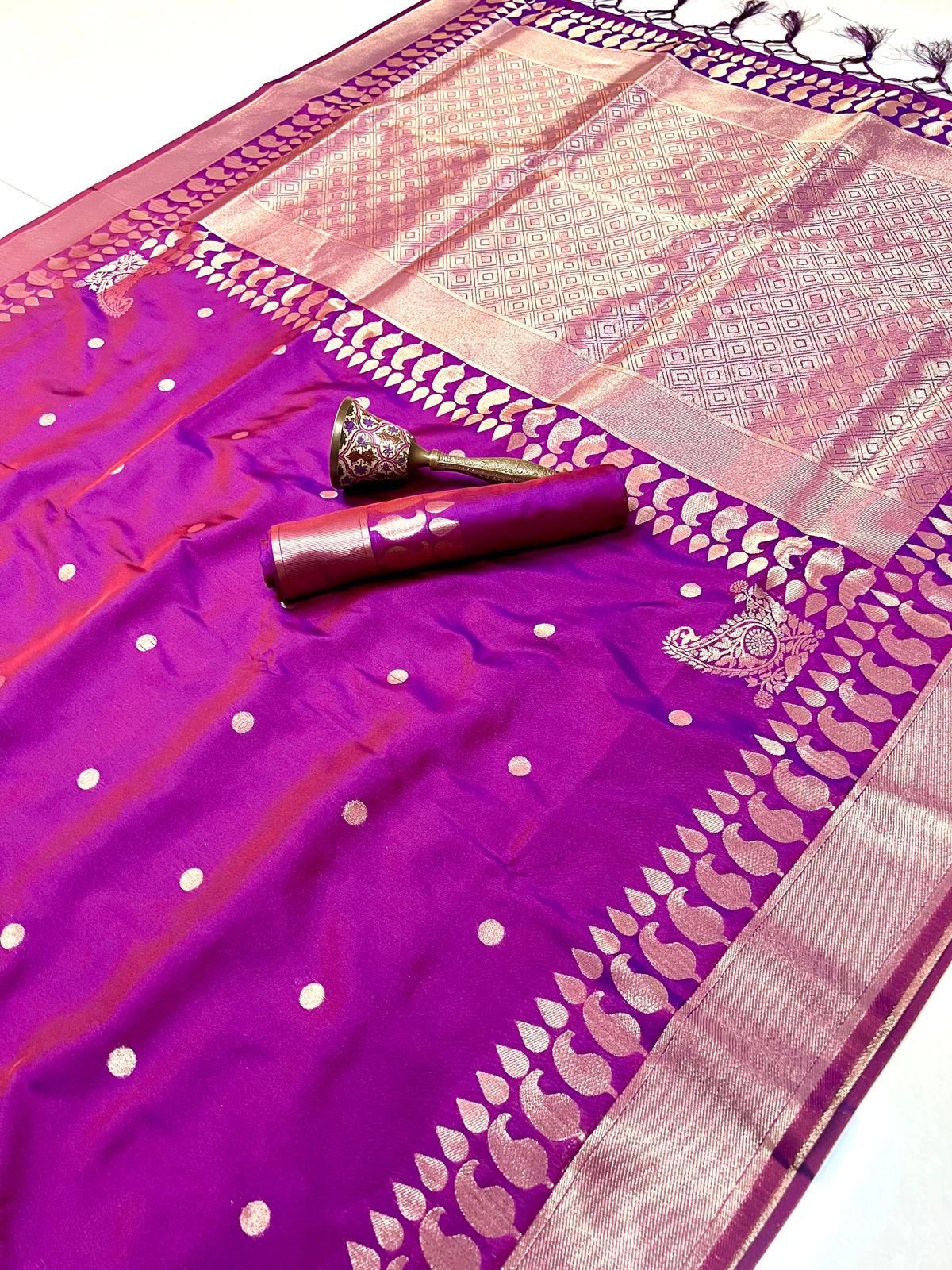 Product Image - Exquisite Pure Silk Banarasi Saree with Gold Jari and Butta Design