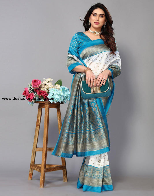White Silk Bandhani Saree