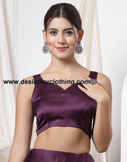 Wine Plain Silk Saree