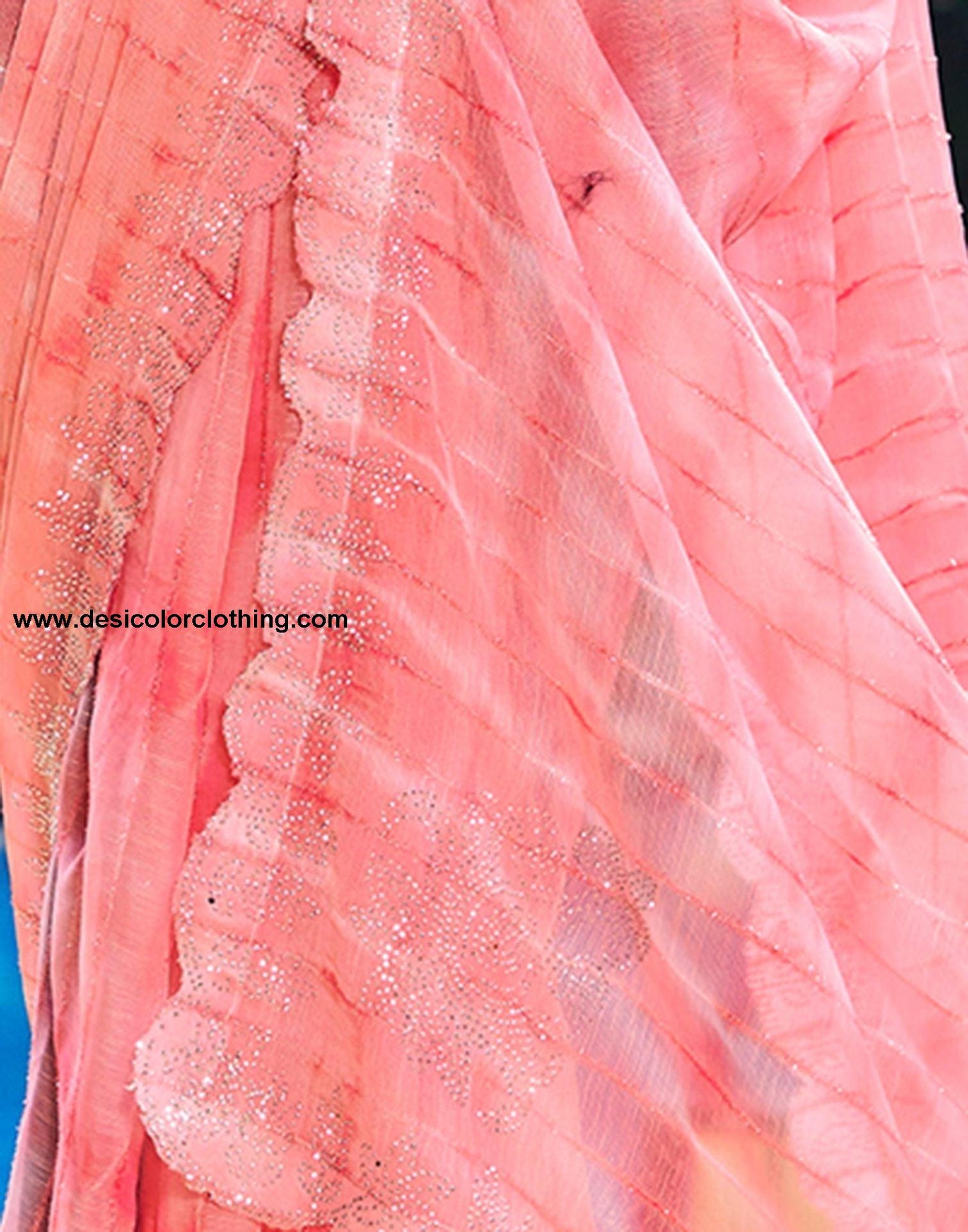 Rose Pink Printed Chiffon Saree