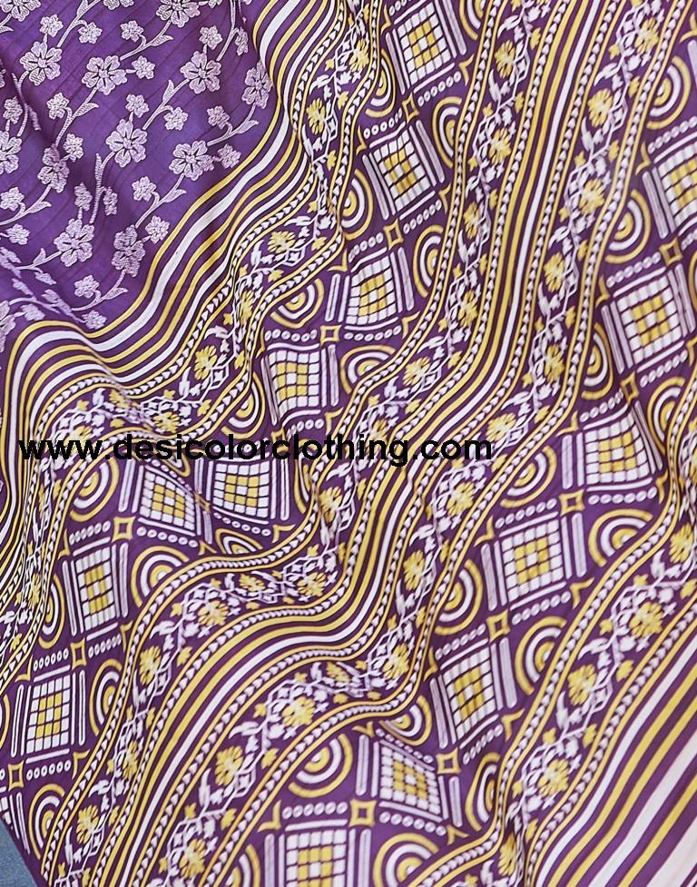 Voilet Silk Printed Saree