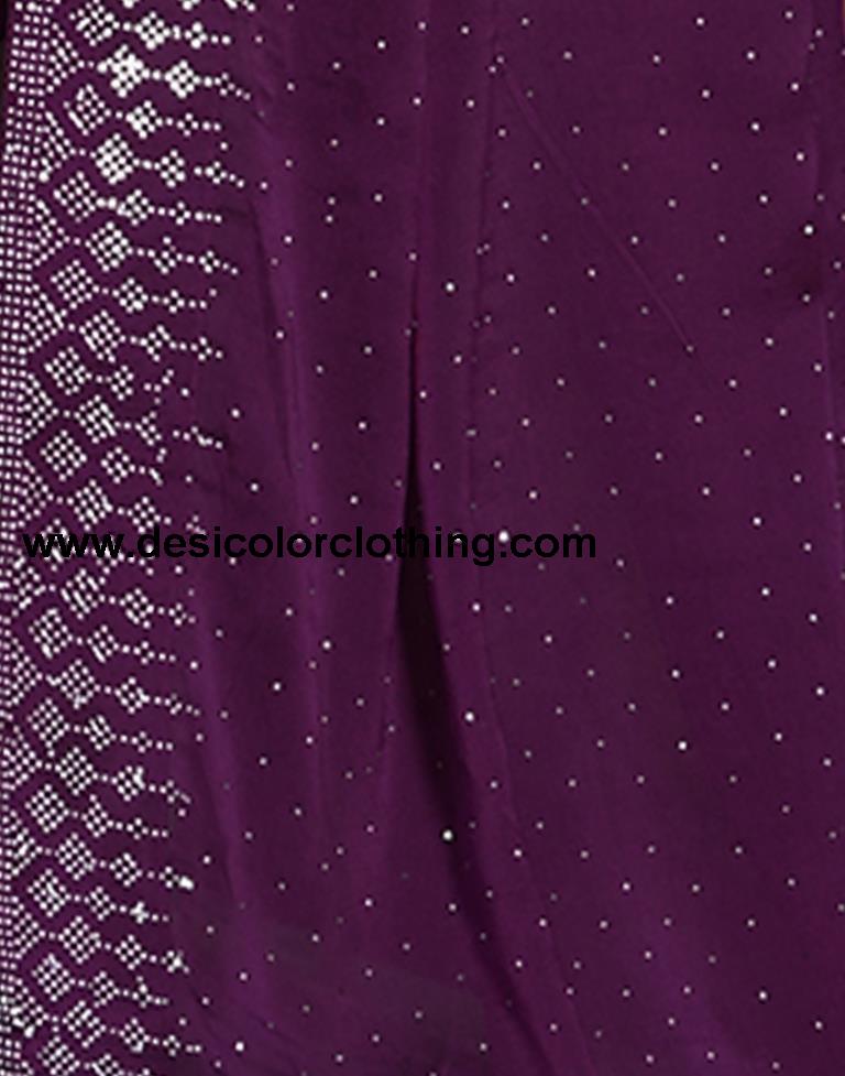 Wine Swarovski Georgette Saree