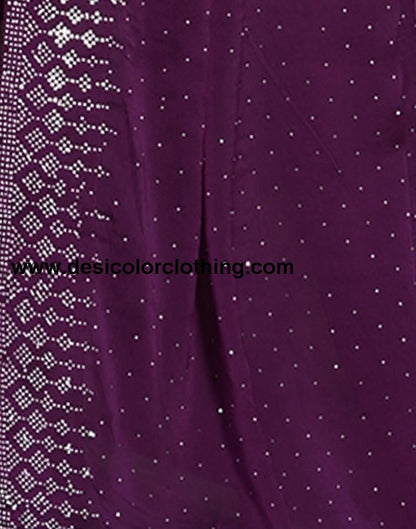 Wine Swarovski Georgette Saree