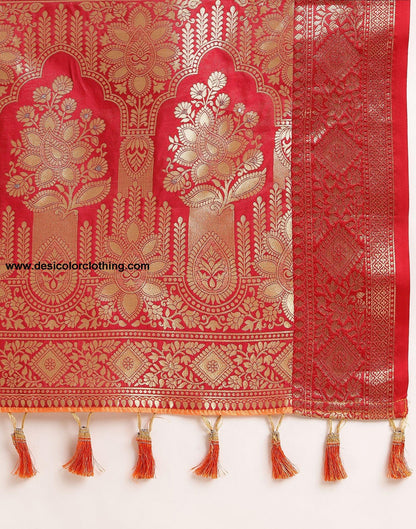 Orange Silk Banarasi Saree