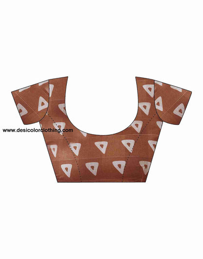 Rust Cotton Printed Saree