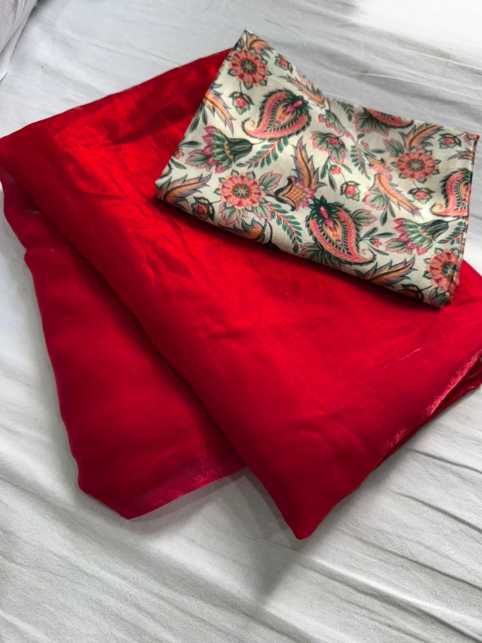 Product Image - Space Soft Silk Saree with Digital Print Blouse