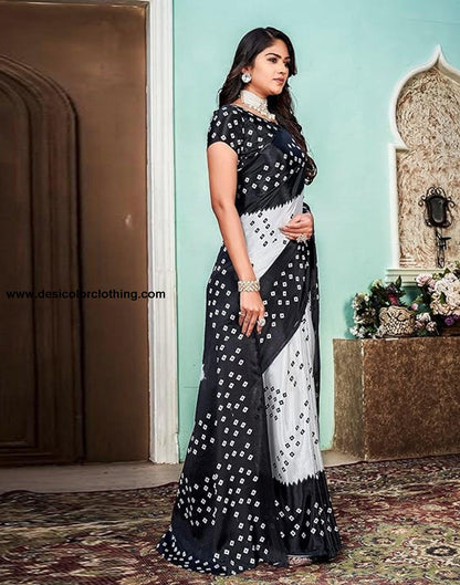 Black Printed Chiffon Saree