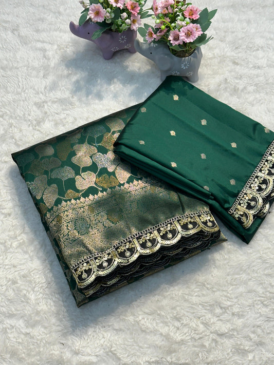 Product Image - Elegant Pure Soft Silk Saree with Embroidery