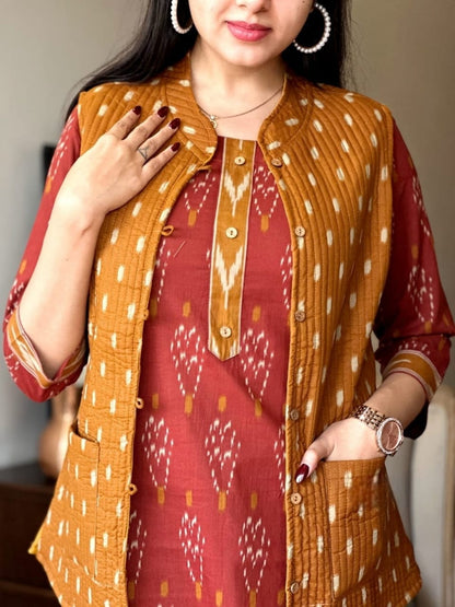 Product Image - Voluminous Jacket Suit Set - Elegant Cotton Ethnic Wear