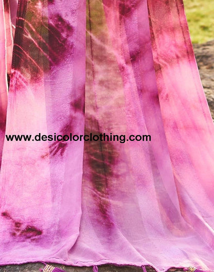 Pink Georgette Printed Saree
