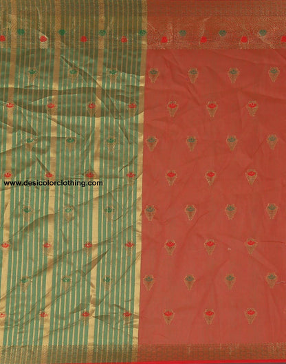 Dark Green Plain Cotton Saree