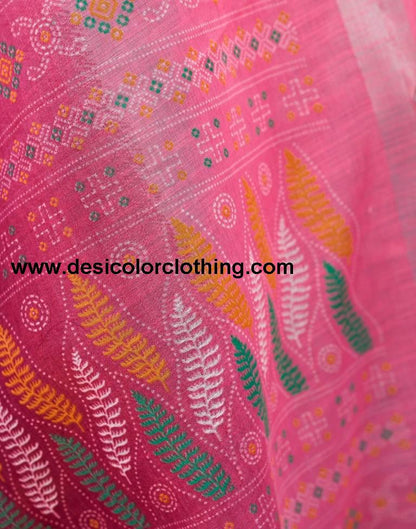 Wine Printed Cotton Saree
